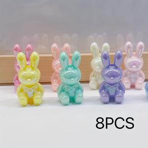 TEMU 8개 세트 아크릴 혼합 컬러 대형 토끼 구슬, AB 코팅 컬러 프로세스, DIY 비즈 폰 스트랩, 키링, 가방 참 및 기타 액세서리용 장식 구슬