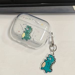 TEMU 이상적으로 귀여운 공룡 패턴 TPU 소재 보호 케이스, Airpods 1/2/3/4/Pro/Pro2/Pro3세대 이어폰 케이스에 적합, 공룡 펜던트 포함, 친구 및 가족을 위한 완벽한 선물