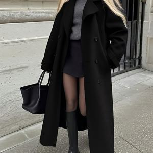 TEMU 여성용 큰 라펠 커프스, 스플릿 캐주얼 코트, 우아하고 다재다능한 따뜻한 상의, 출퇴근, 외출, , 인품 여성 의류 코트