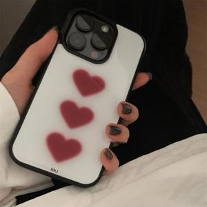 TEMU 아이폰 17 PRO MAX 케이스, 흰색 배경에 세 개의 빨간 하트 패턴, 신형 모델 17 Air/11/1716 PRO MAX/16/15 PRO MAX/15 PLUS/15/14 PRO MAX/14 PRO/14/13/12/11/X/XR/XS MAX용, 낙하 방지, 고품질, 비즈니스, 보호 커버, 스타일리시, 라이트 럭셔리