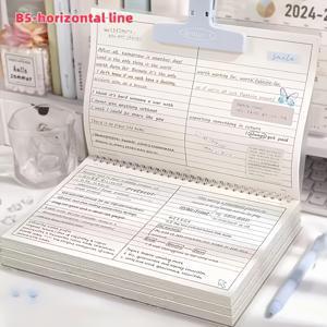 TEMU B5 소프트커버 스파이럴 노트북 - 가로 칼럼 디자인, 60장/120페이지, 컬러풀 만화 & 강아지 일러스트가 있는 커버, 학습 노트 및 업무 기록용 내구성 좋은 종이