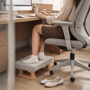 TEMU 원목 사무실 책상 발받침대 북유럽풍 발 받침대 푹신한 발거치대 층간소음 방지 조립식 데스크 거치대