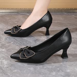 TEMU 여성용 스틸레토 플랫 슈즈. 2026 신상 스타일. 봄 포인티드 토. 미드힐 여성 신발. 봄/가을 소프트솔 얕은 컷 하이힐 슈즈, 여성 신발