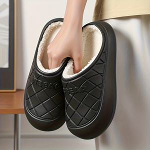 TEMU 1켤레 실내 플리스 겨울 슬리퍼 털 슬리퍼 남녀 커플 홈 슬리퍼