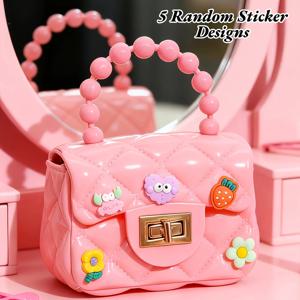 TEMU 여성용 미니 핸드백, 미니 젤리 백, 잠금 장치가 있는 슬링 백, 조절 가능한 체인 스트랩, PVC 손잡이, 열쇠, 동전, 립스틱 보관용 미니 지갑, 크리스마스, 새해, 생일, 여행, 휴가, 쇼핑 선물, 멀티 컬러, 랜덤 스티커 5개 포함