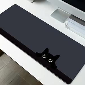 TEMU 1개 - 큰 검은 고양이 디자인 마우스 패드 89.92X39.88Cm - 미끄럼 방지 베이스, 오버록 엣지, 부드러운 표면, 게이밍 및 사무용으로 적합, 데스크 매트, 무선 마우스 및 키보드와 호환, 가정 및 사무실 게이머에게 이상적, 대형 마우스 패드