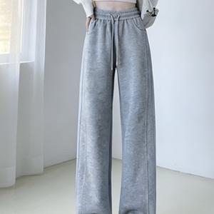TEMU 여성 와이드팬츠 여성 트레이닝바지 봄 얇은 원단 루즈핏 직통 바지 출퇴근·데일리 겸용 편안한 착용감 캐주얼 팬츠