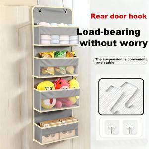 TEMU 4단 패브릭 행잉 수납백, 대형 포켓이 있는 4겹 문걸이형 수납 정리함 — 침실, 욕실, 식료품 저장실용 패브릭 수납 랙, 공간 절약형 가정용 정리 솔루션. 컴팩트하고 기능적이며 실용적이고 튼튼하며 내구성이 뛰어나고 가볍고 휴대가 간편함. 걸이형 선반 기능이 특징이며, 작은 아파트와 아파트 생활자에게 이상적