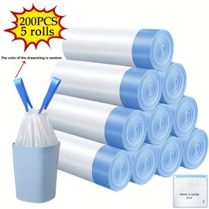 TEMU 프린트 巾줄 쓰레기 봉투 5롤 200매 팩, 대용량 & 특두꺼움, 향이 나는 손잡이 쓰레기 봉투, 두꺼워진 손잡이 주방용 비닐봉지