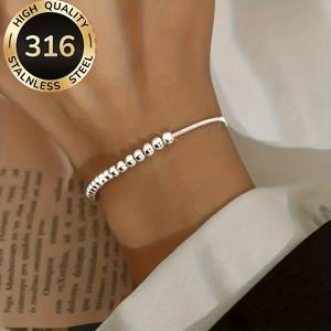 TEMU 1개 316 스테인리스 스틸 볼 풀 체인 팔찌 - 남녀 공용 저자극성, 멀티펑셔널, 변색 없는 발렌타인데이, 어버이날, 크리스마스 선물 (도금 없음, 사계절 착용 가능)