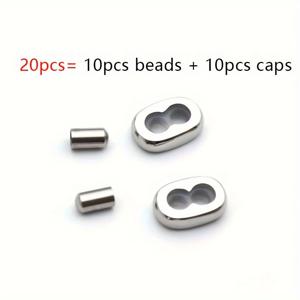 TEMU 20개 스테인리스 스틸 이중 구멍 조절 가능한 비드 엔드 캡, 미끄럼 방지 실리콘 링 포함 - DIY 주얼리 만들기 스페이서 비즈