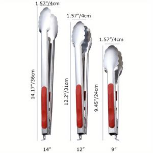 TEMU 3개 세트, 스테인리스 스틸 주방 요리 집게, 튼튼한 그릴 바베큐 브러시드 잠금식 음식 집게, 인체공학적 그립, BBQ 액세서리, 야외용 장비