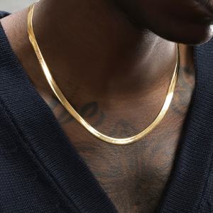 TEMU 남성용 18K 금도금 5mm 스네이크 체인 목걸이, 패셔너블 쿨한 남성 선물 주얼리