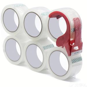 TEMU 6개 팩 2인치 X 60야드 고강도 투명 포장 테이프 (디스펜서 무료 제공), 산업용 배송 상자 투명 포장 테이프 (이사, 사무실, 가정용)