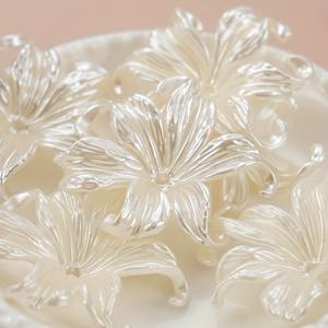 TEMU 16개 흰색 큰 아이리스 꽃 비즈 장식, 수제 목걸이 귀걸이 키체인 제작용