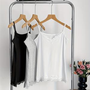 TEMU 여성용 여름용 삼피스 조끼 멜빵, 단색 슬림 섹시한 소프트 탄력 조끼