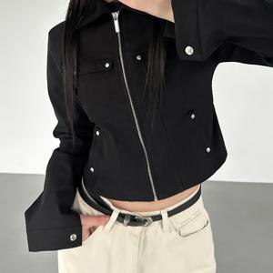 TEMU 캐주얼 지퍼 만다인 칼라 재킷, 일본 한국 스타일 시크 패션 가디건, 빈티지 스트리트웨어, 가을 겨울 엣지스러운 얇은 아우터