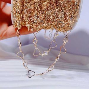 TEMU 1개 39.37인치 구리 체인 목걸이, 빈 별과 달 & 하트 링크 - 비즈 팔찌, 귀걸이, 펜던트용 DIY 쥬얼리 만들기 재료 - 내구성 있는 공예 비딩 체인, 천체 모티프 쥬얼리 디자인, 반짝이는 메탈릭 마감