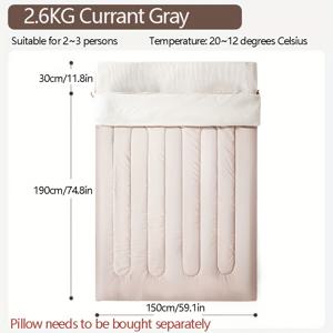 TEMU BISINNA 2인용 이중 침낭 - 사계절용, 넓고 두꺼운, 따뜻하고 방한 기능성 폴리에스터 지퍼 잠금 2인용 침낭 XXL 퀸 사이즈 따뜻하고 포근한 추운 날씨 캠핑용 - 커플 및 야외 활동 애호가에게 적합