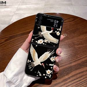 TEMU 학과 꽃무늬 패턴의 세련된 마감 소재 휴대폰 케이스, 삼성 접이식 시리즈용: 삼성 갤럭시 Z 플립 4, Z 플립 5, Z 플립 6, W22, W23, 폴드 4, 폴드 5, 폴드 6 휴대폰 케이스