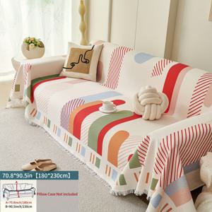 TEMU 컬러풀 퍼즐 1개 컬러풀 셔닐 소파 커버, 스타일 가구 보호용 태슬 디자인, 사계절 사용 가능, 세탁기 사용 가능한 고양이와 개 친화적, 침실 거실 사무실 홈 데코레이션에 사용