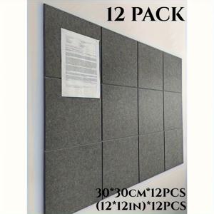 TEMU 대형 게시판 - 안전한 탈착식 접착 탭이 있는 펠트 벽 타일 12개 팩, 벽면용 코르크 보드, 사무실용 핀 보드 47