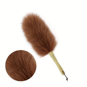 TEMU 대형, 중형, 소형의 양모 먼지집게 세 가지 사이즈. 솔리드 우드 손잡이, 천장 선풍기, 커튼, 컴퓨터, 가구, 조각상, 텔레비전 청소를 위한 인조 가죽 스트랩, 자연 깃털 먼지집게, 갈색