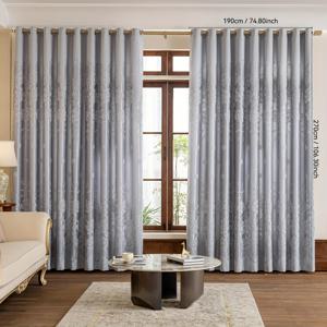 TEMU 대형 유럽식 라이트 럭셔리 플로랄 천 커튼 일체형 블라인드 2개 세트, 탑 로프 링 걸이, 자외선 차단 및 어두운 방용, 침실, 거실, 커튼 장식, 사무실에 적합