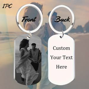 TEMU 남성용 맞춤형 키링 1개, 사진/텍스트/강아지 태그 키링 각인 맞춤 제작, 사진/텍스트/이름 각인, 가족, 남성, 남자친구, 아버지의 날 선물로 적합