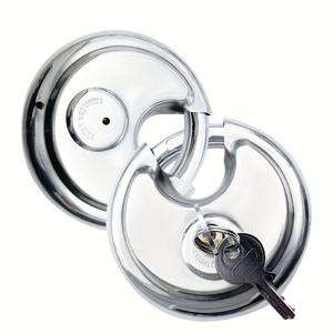 TEMU 스테인리스 스틸 원형 자물쇠 (열쇠 2개 포함), 창고, 트레일러, 문 잠금장치에 적합 - 전원 또는 배터리 불필요