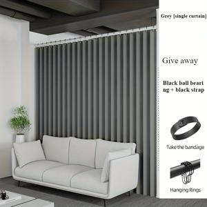 TEMU 스타일 접이식 파티션 커튼, 모던 - 접이식 스크린 커튼 (링 포함, 로드 불필요) - 거실, 침실용 100% 폴리에스터 디자인