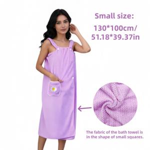 TEMU 부드럽고 흡수성이 뛰어나며 빠르게 마르는 웨어러블 목욕 타월 가운, 꽃무늬 포켓과 스타일리시한 타월 스커트 포함 - 편안한 긴 목욕 가운, 욕실, 수영장, 사우나, 스파, 야외, 캠핑, 여행용 호텔 등 다양한 환경에 적합한 여러 스타일로 제공