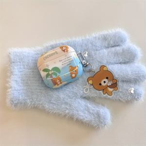 TEMU 여름 해변 코코넛 나무 곰 헤드폰 케이스, 브라운 곰 장식이 있는 for airpods 1 2 3 4 Pro Pro2에 적합합니다.