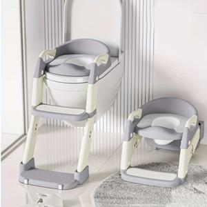 TEMU 3-in-1 조절 가능한 높이 접이식 휴대용 변기 훈련 시트, 안전한 미끄럼 방지 디자인 & 부드러운 패딩 및 튼튼한 구조 - 집과 여행용 혼합 색상 변기 시트