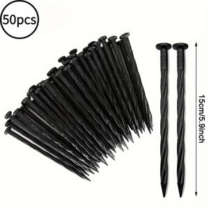 TEMU 50개 정원 플라스틱 엣지 못 - 튼튼한 PE 소재, 강력한 나선형 고정 , 다용도 정원 텐트 및 어닝 페그, 조경용 야외 말뚝, 정원 말뚝