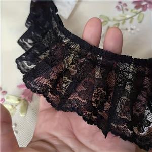 TEMU 3야드 (2.74m) 우아한 플로럴 레이스 트림 리본 - 화이트 & 블랙 러플 엣지, DIY 재봉용 원단, 드레스 칼라, 웨딩 데코, 앱리케 소재, 패션 디자이너용 장식 테두리