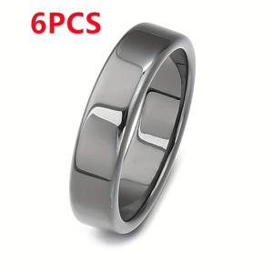 TEMU 6개 세트 빈티지 블랙 오닉스 라운드/플랫 링 밴드, DIY 우정 커플링 액세서리, 주얼리 제작 소품