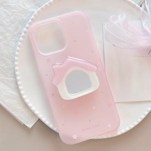 TEMU 아이폰 16 프로 맥스, 애플 13, 투명 15, 니치 12, 낙하방지 11용 스위트 코티지 미러 스탠드 케이스