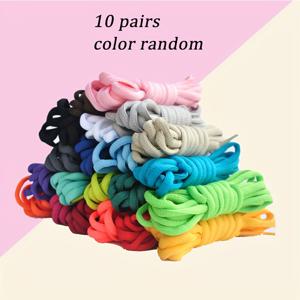 TEMU 10켤레 혼합 색상 신발끈 - 남녀 공용 혼합 스포츠 및 레저 여행화 농구화 플랫 반원형 신발끈, 다양한 색상 랜덤, 스케이트보드화, 캐주얼화, 스포츠화에 적합