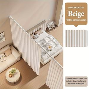 TEMU 거실 방 분리용 접이식 커튼 1개, 베이지 디자인, 침실 및 거실 문에 적합, 홈 데코에 완벽