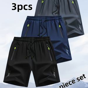 TEMU 남성용 여름 반바지 3pcs, 캐주얼 스포츠웨어, 러닝, 피트니스, 사이클링, 조깅 및 야외 활동용 빠른 건조 통기성 반바지: 남성용 캐주얼 스포츠 반바지