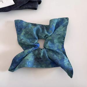 TEMU 1개 신상 유화 프랑스 새틴 대형 손수건, 헤어 밴드, 머리끈, 포니테일 번, 플로럴 프린트, 고급 레트로 헤어 액세서리