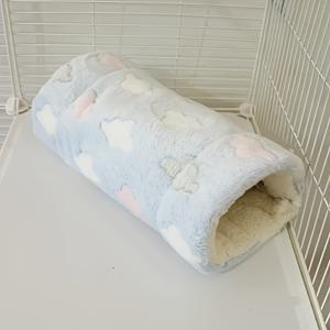 TEMU 햄스터를 위한 편안한 플러시 터널 둥지 1개, 소형 애완동물을 위한 부드럽고 따뜻한 침낭, 꽃 가지 쥐, 꿀개, 네덜란드 돼지, 기니피그를 위한 해먹 통로로 적합