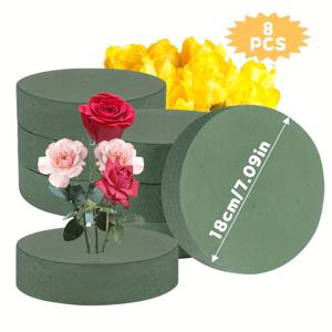 TEMU 4개/8개 그린 고급 원통형 플로럴 폼, 7.09 * 7.09 * 1.57인치, 고밀도 꽃 폼 스펀지 – 생일, 결혼식 및 파티 부케 장식에 적합