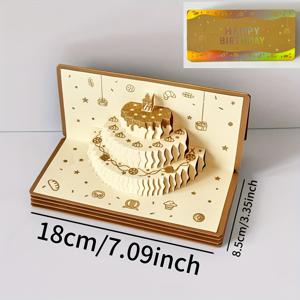 TEMU 3D 생일 현금 접이식 봉투, 3D 케이크 스타일의 창의적인 축하 카드와 선물용 접이식 봉투