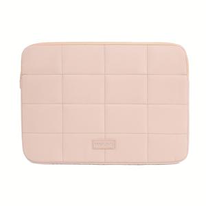 TEMU 귀여운 퀼팅 노트북 슬리브, 지퍼 잠금, 13 13.3 14인치 노트북 호환, 부드러운 충격 방지 경량 보호 가방, 한국 솔리드 메시 디자인, 블루 핑크 화이트 네이비, 휴대용 태블릿 파우치