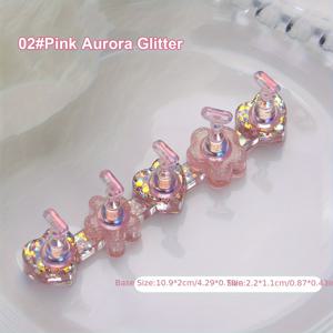 TEMU 투명 레이저 오로라 네일 폴리쉬 레진, 아이스 클리어 연습 스탠드, 러브 롱 스트립 네일 플레이트, 주얼리 네일 스탠드