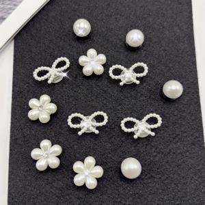 TEMU 12개 보우 진주 꽃 신발 장식 세트, 샌들 정원화 신발용 탈부착 가능 신발 장식, 선물