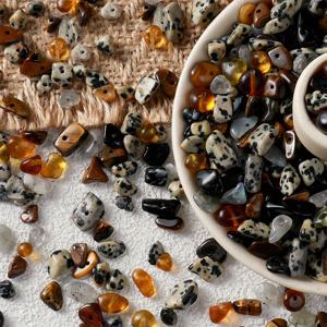 TEMU 60개 갈색 혼합 색상 분쇄석 구멍 달린 루스 비즈, 수제 목걸이 재료 추가