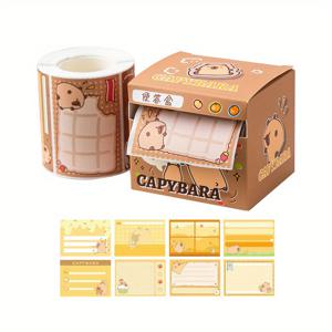 TEMU 256매/박스 만화 갈색 카피바라, 캐비어, 팬더 패턴 풀커버 당겨서 붙이는 포스트잇, 완전 접착식 메모지, 수정 라벨 스티커, 사무실 및 학교용 휴대용 당겨서 쓰는 메모패드